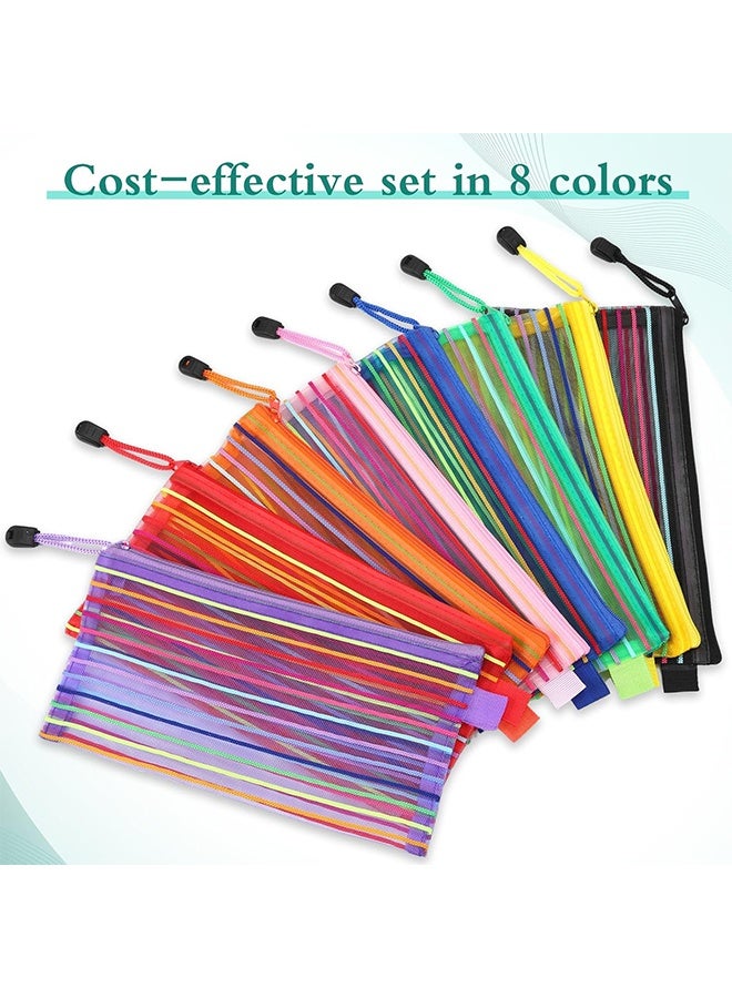 Ba Love 8 Pack Zipper Mesh Pouch Pencil Pouches Cases Multipurpose Storage Bag Travel Bags for Office Classroom Supplies Toiletries Cosmetic Puzzles Storage - Image 3